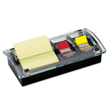 Post-it® Notes Note And Flag Dispenser, 3 X 3 Canary Notes And Assorted Flags, Black-clear freeshipping - TVN Wholesale
